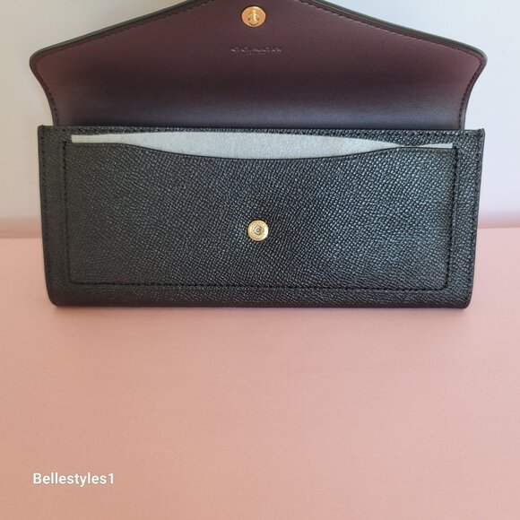COACH Wyn Envelope Crossgrain Leather Wallet- Black color⭐ - Picture 12 of 16